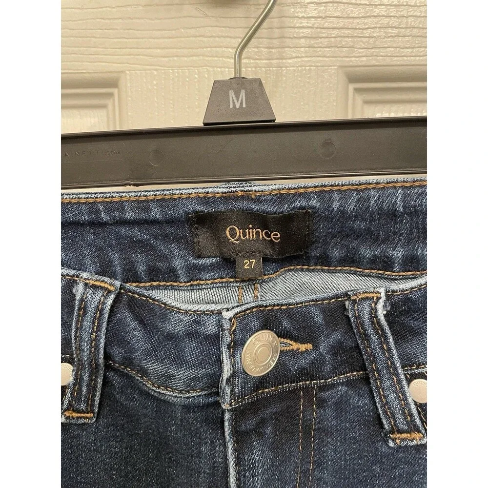 Quince Size 27 Stretch High-Rise Kick Flare Jeans Dark Wash - Picture 2 of 5